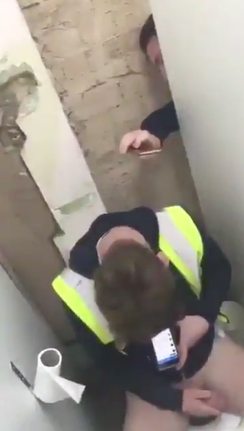 Construction worker caught jerking off! image photo