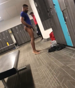 Flaunting His Big Black Cock In The Locker Room SpyCamDude